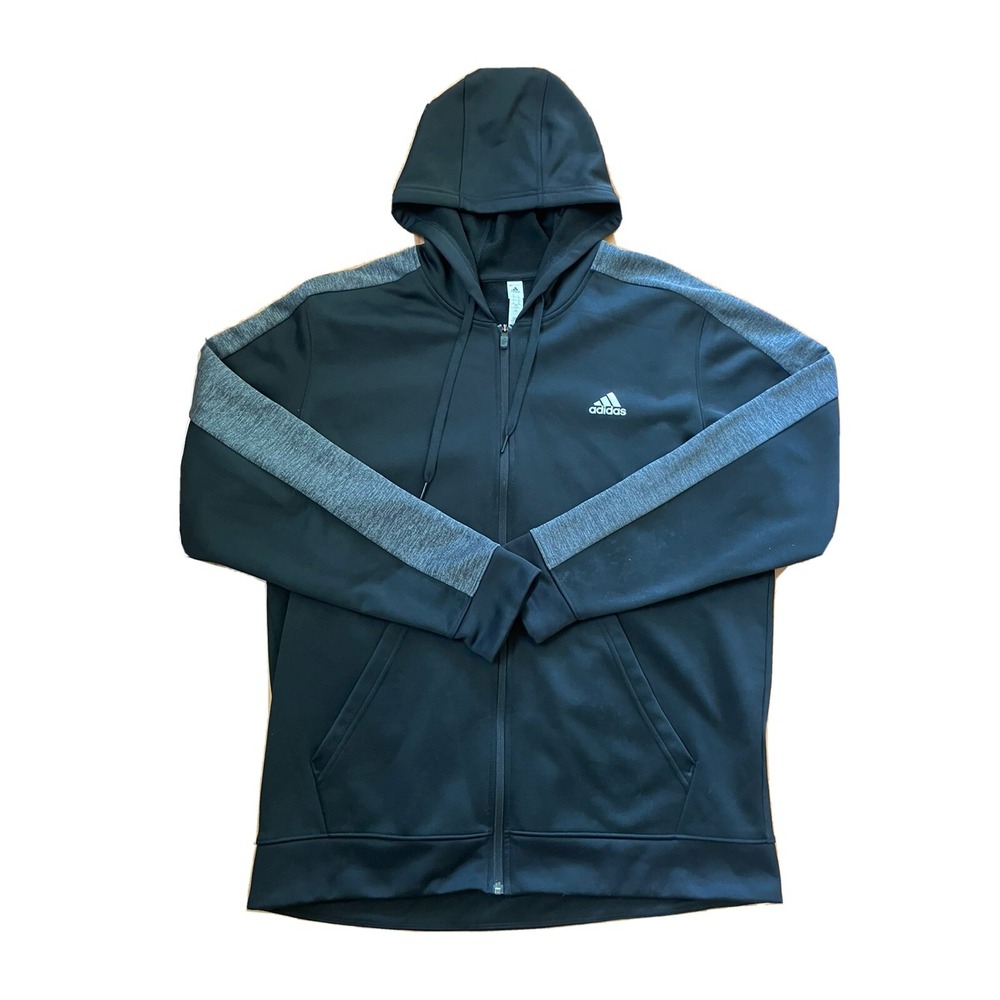 Adidas Hoodie Sweatshirt Men's XL‎ Long Sleeve Climawarm Full Zip Logo Black